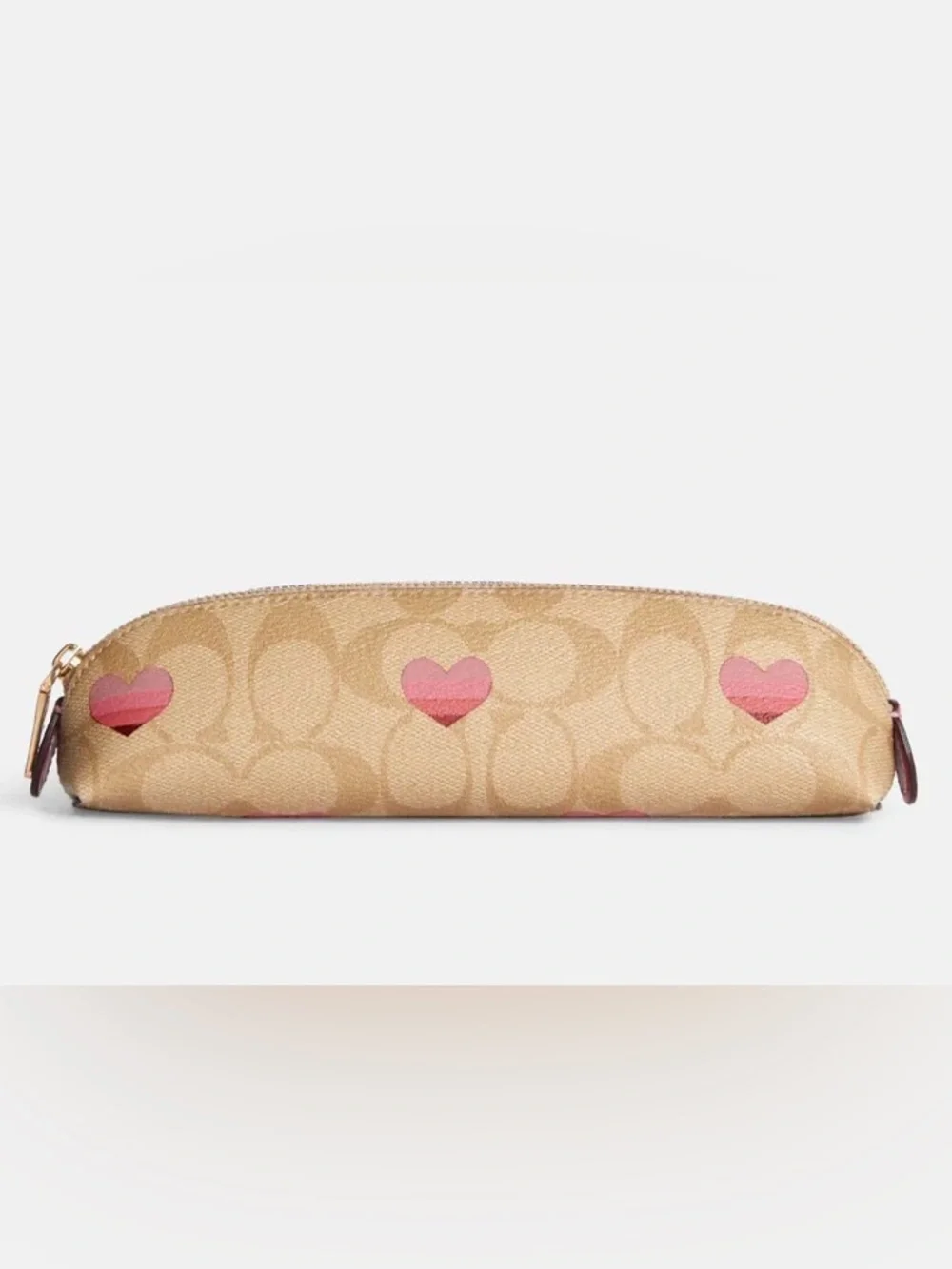 Coach Signature Cosmetic Pouch with Pink Heart Accent - Picture 1 of 2